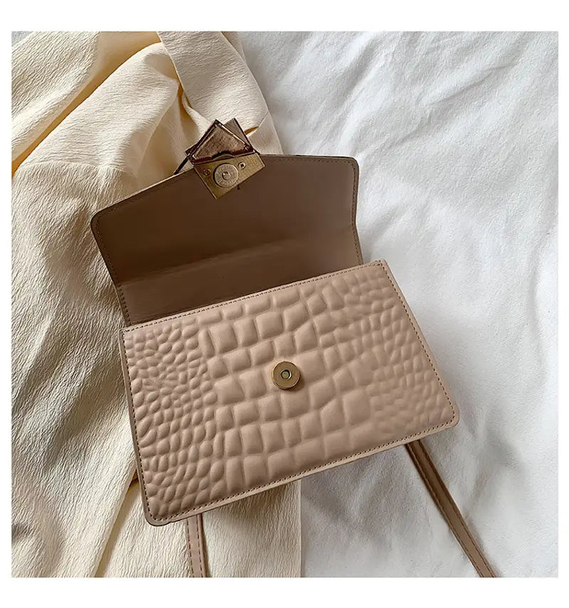 Crocodile Embossed Crossbody Bag with Ruched Handle