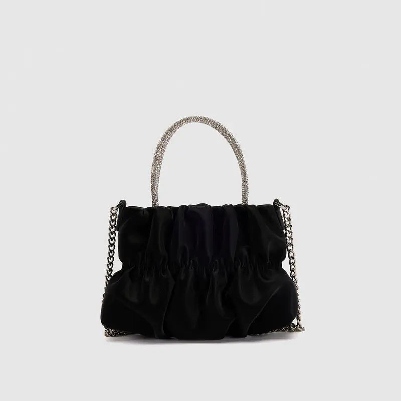 Women's Macaroon Crossbody Bag with Pleated Chain