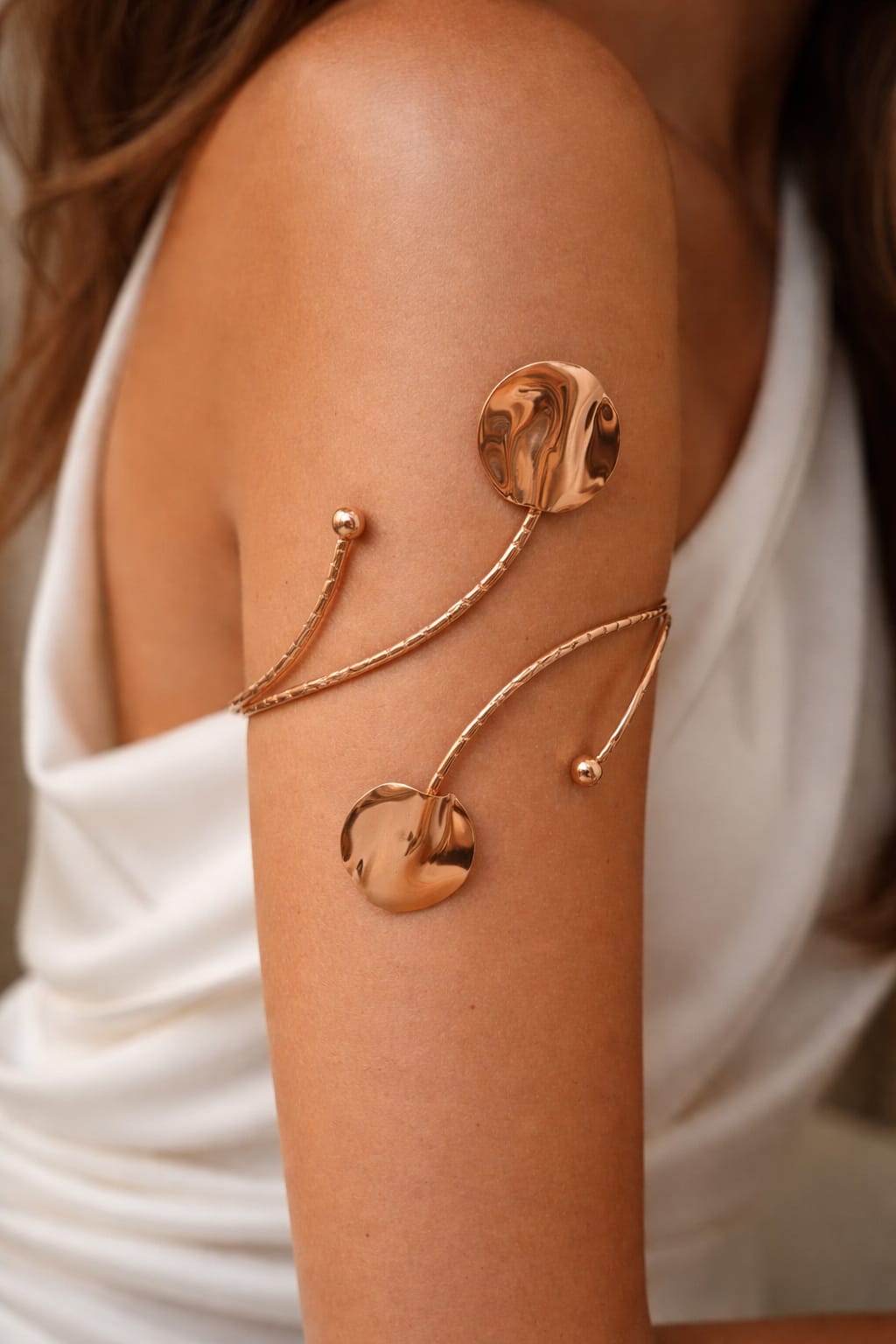 Elegant Gold Disc Arm Cuff Bracelet