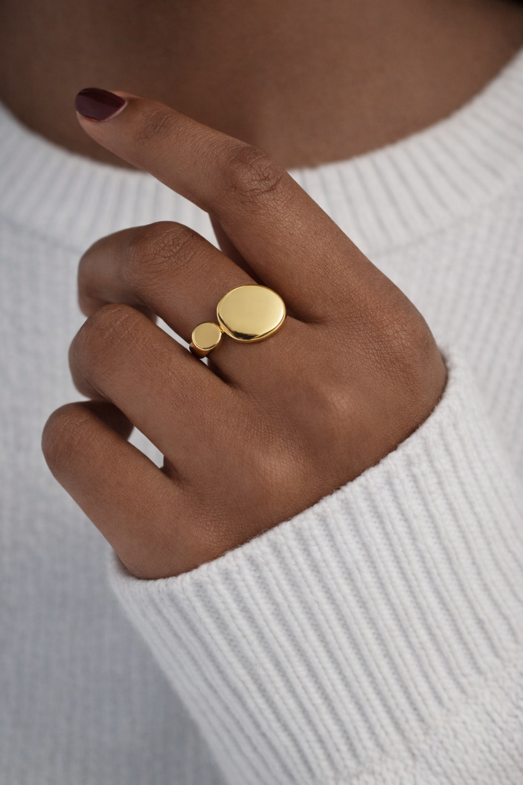 Golden Dual Disc Statement Ring