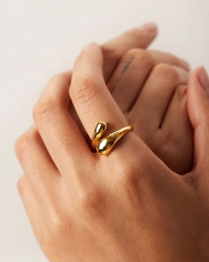 Golden Droplet Wrap Ring