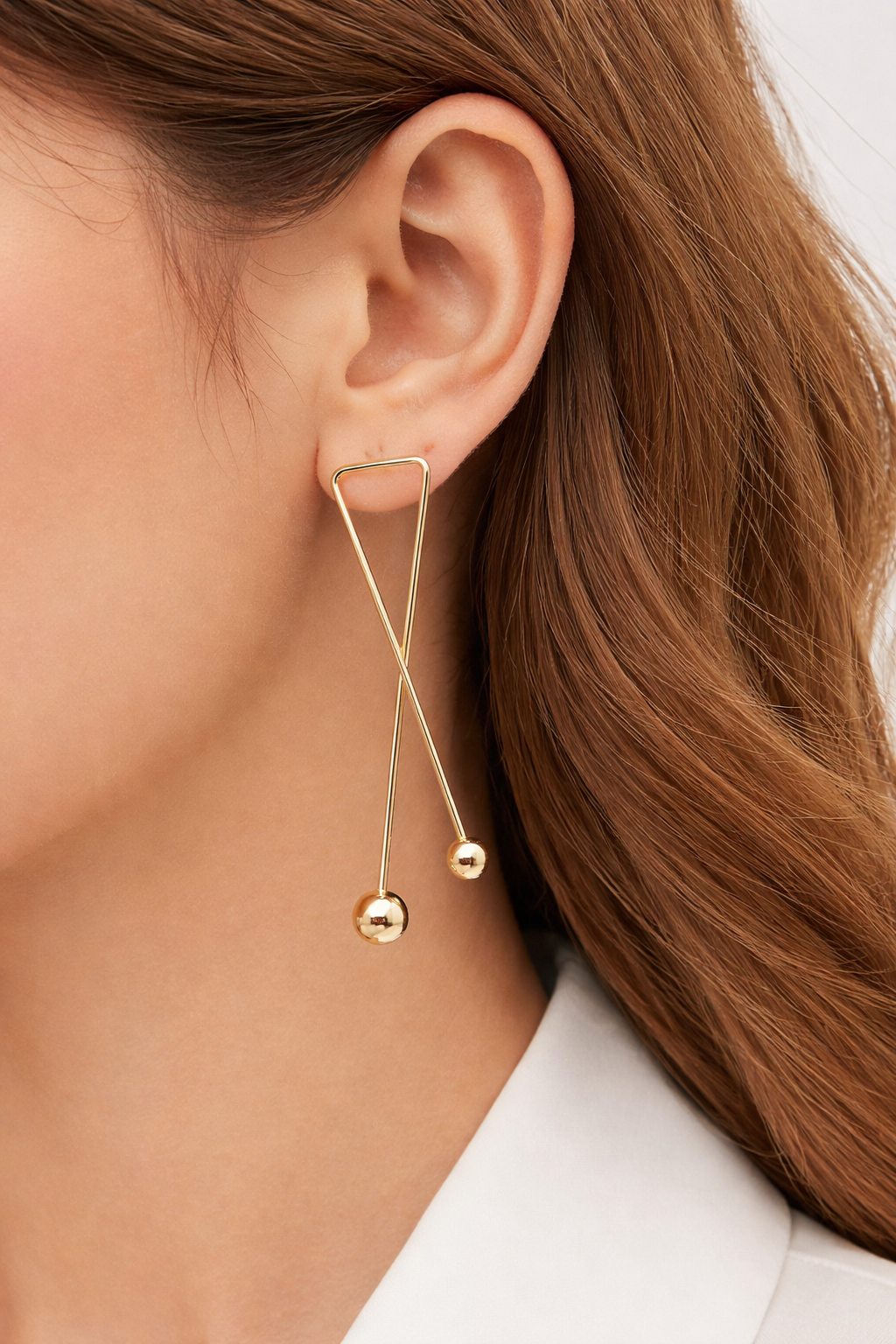 Minimalist Gold Triangle Drop Earrings