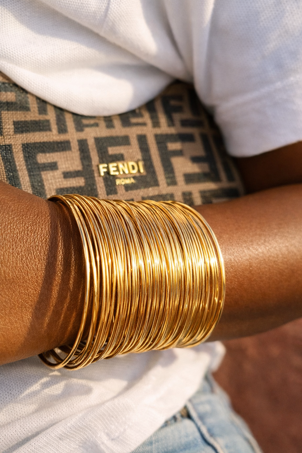 Gold wire cuff Bracelet