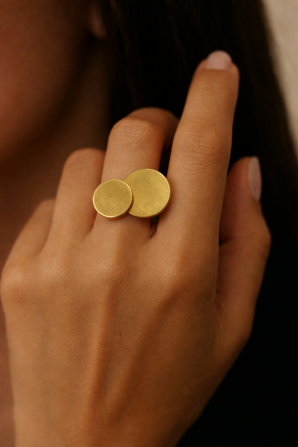 Golden Dual Disc Statement Ring