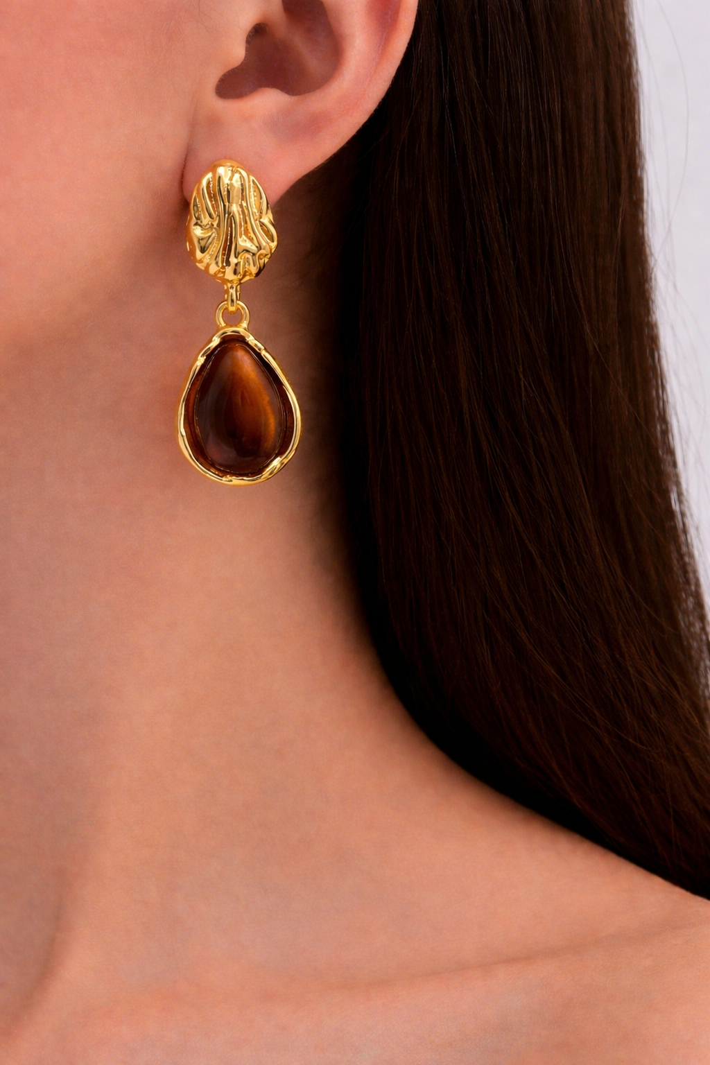 Golden Tiger Eye Teardrop Earrings