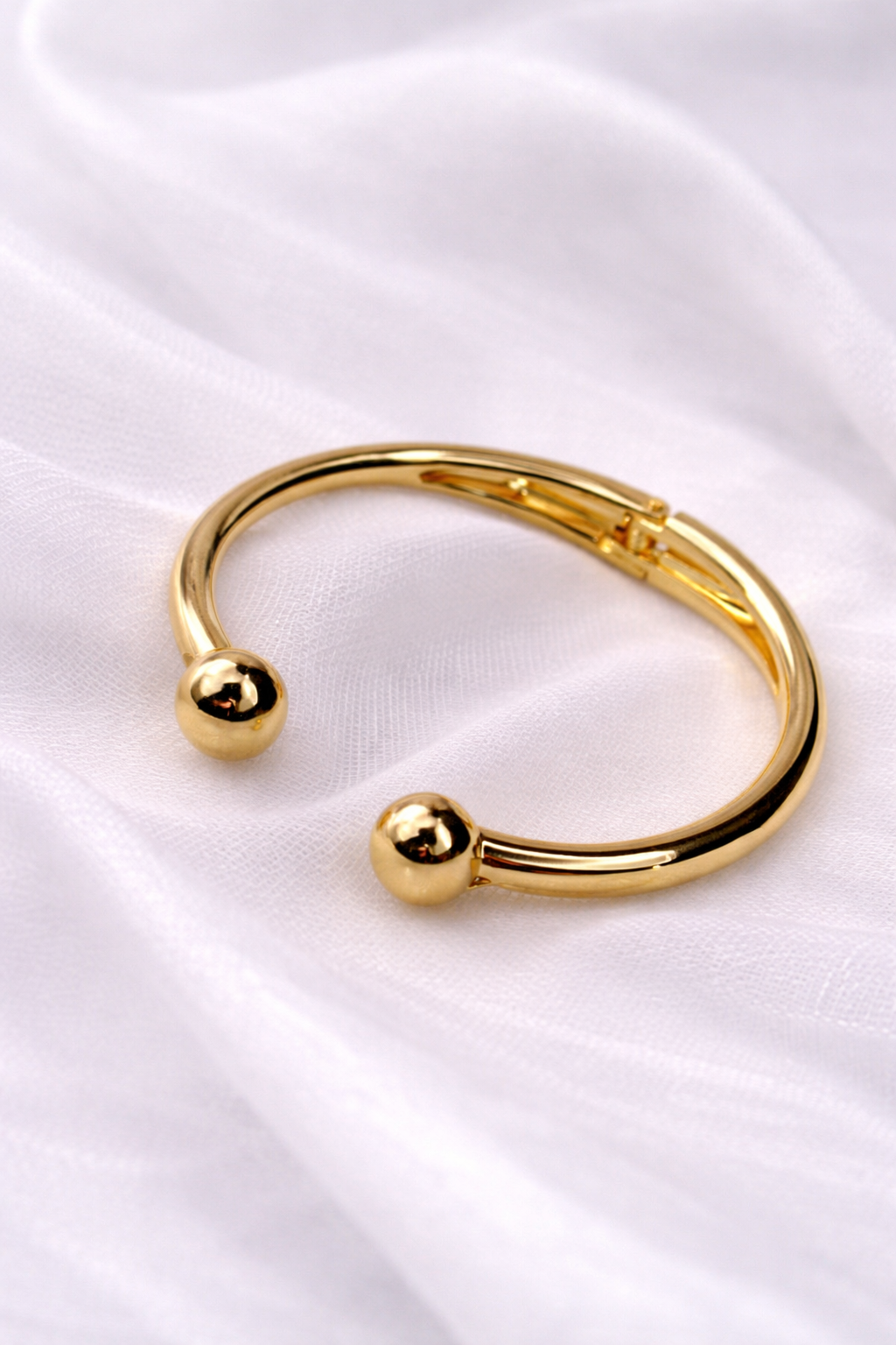 Polished Gold Ball Cuff Bracelet