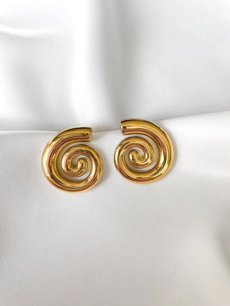 Golden Spiral Statement Earrings