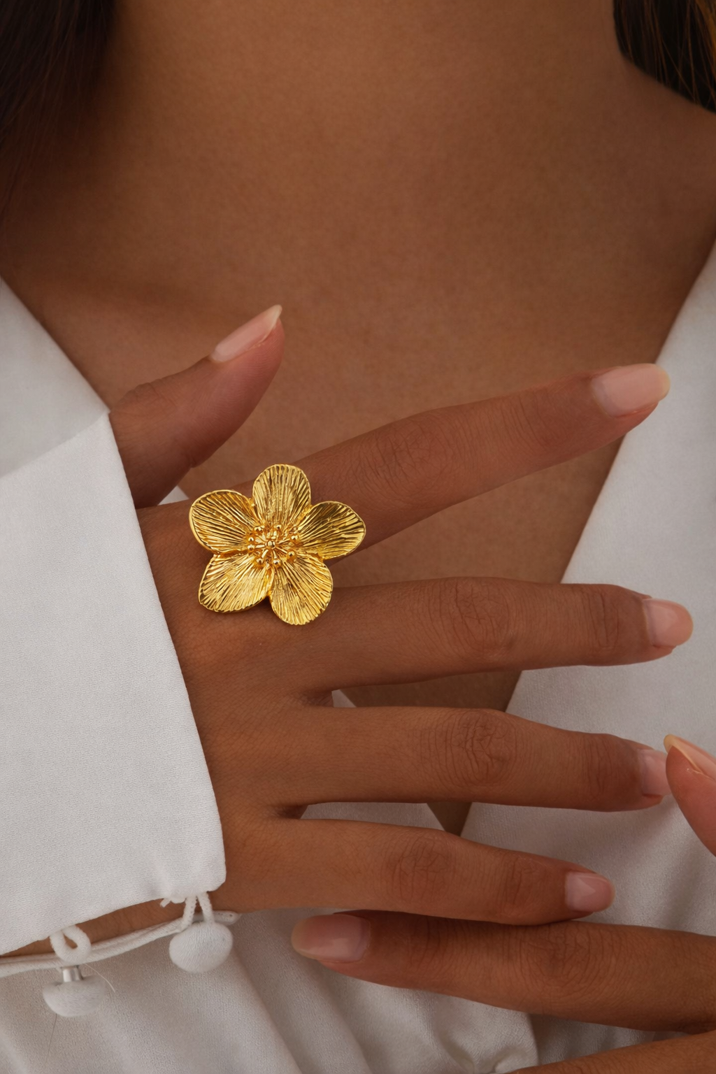 Golden Orchid Statement Ring