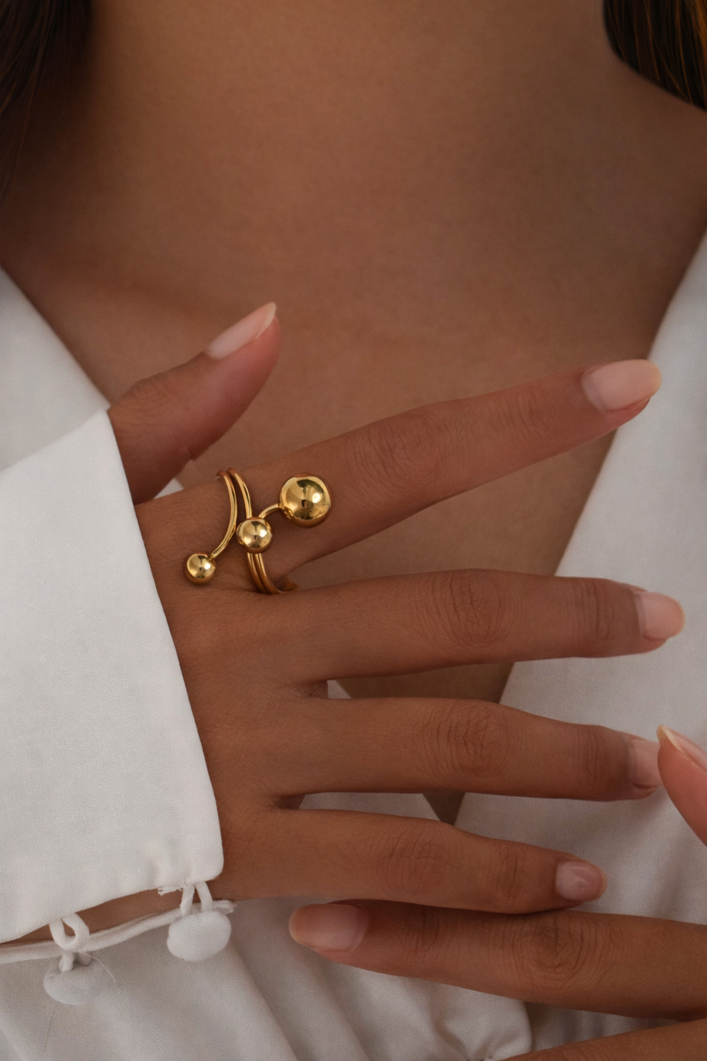 Golden Orbit Statement Ring