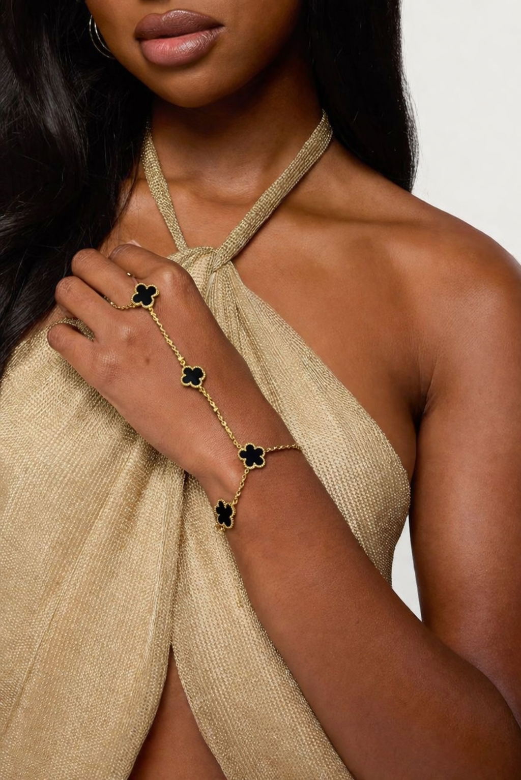 Gold Floral Hand Chain Bracelet