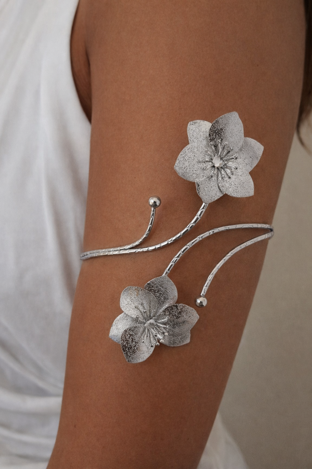 Silver Blossom Arm Cuff