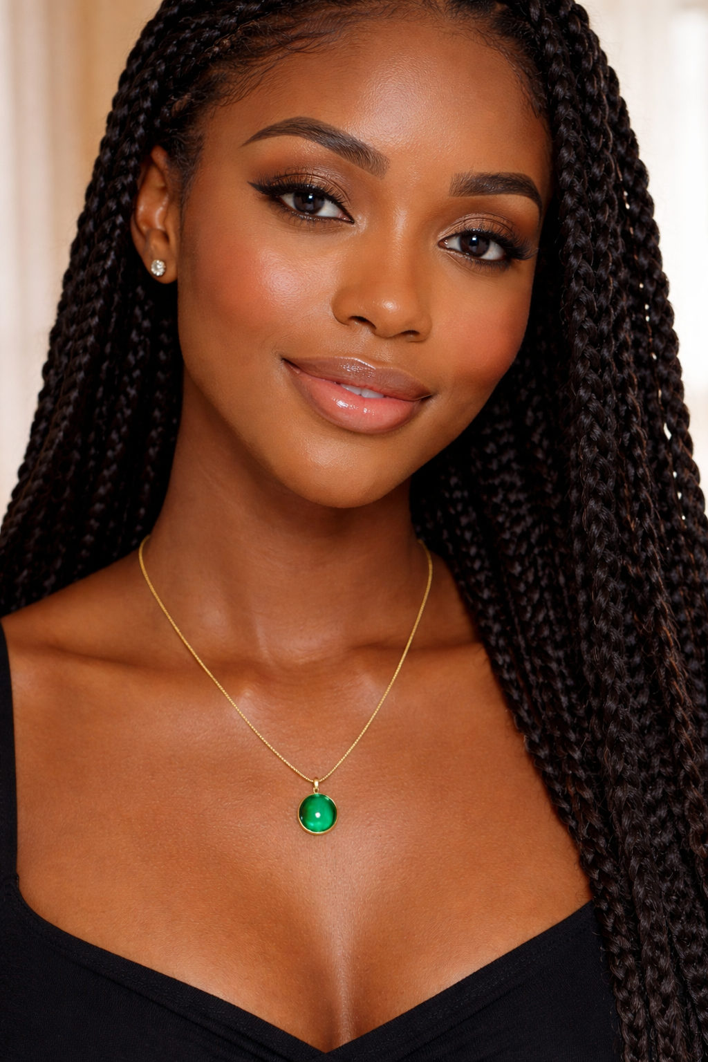 Gold Chain with Green Pendant